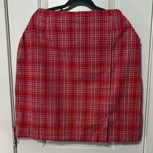 Plus Red Plaid 90s Women's cottonSkirt